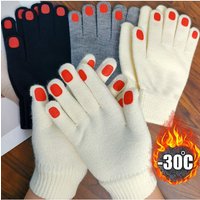 AliExpress Fashion Nail Polish Pattern Women's Gloves Plus Velvet High Elasticity TouchScreen Mittens Keep Warm Full Finger Gloves
