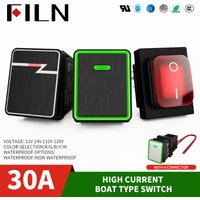 FILN 30A 12V 24V 110V 220V Rocker Switch ON-OFF LED Waterproof IP67 T85 Toggle Switch with Light Panel 30X22 Car 4Pin Switch
