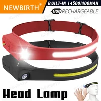 Rechargeable Sensor LED Headlamp + Outdoor Floodlight, 5 Modes Induction Emergency Headlamp for Fishing Camping Working Running