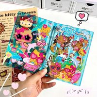 In Stock Sanrio Hello Kitty Little Twinstars Black Skin Beach Vacation A7 Acrylic Loose Leaf Shake Cartoon Notebook Stationery