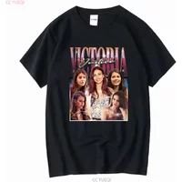VICTORIA JUSTICE Retro T shirt Fans Lon vintage Washed homme designer clothes Top For Everyday Wear Soft Unisex Slightly