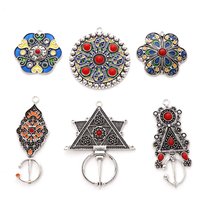 2PCs Bohemian Ethnic Pendants Antique Silver Color Multicolor Enamel Flower Round Charms DIY Making Necklace Earrings Jewelry