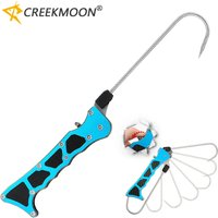 Foldable Fishing Hook Aluminium Alloy Fish Grip Stainless Steel Spear Clip Lip Gaff Spear Hook Gripper Tool for Ice/Sea Fishing