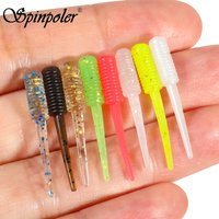 Spinpoler Mini Fishing Bait Pin Tail TPR Soft Worm 27mm Glow Lure Swimbait Bait for Rock Mackerel Sea Rock Fishing isca de pesca
