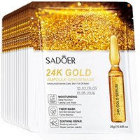 10 Pieces of Saoder24K Gold Facial Mask, a Skin Care Product with Firming, Moisturizing, and Nourishing Properties, Suitable for Facial Care.