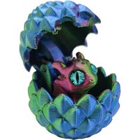 3D Printed Mini Dragon Set Toy Model with Eggs and Random Color 3D Simulated Eyes for Home Decor, Ornaments and Accessories