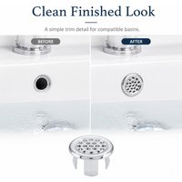 Basin Overflow Cover Insert Chrome Like ABS Body Perforated Drain Trim Snap in Clips Bathroom Sink Overflow Hole Accessory