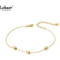 Lokaer Fashion Beads Bracelet for Women 18K Gold Plated Stainless Steel High Quality Waterproof Wrist Jewelry B26029