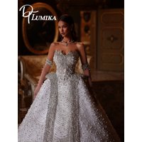 Glamorous Pearl Crystal Ball Gown Strapless Wedding Dress 2026 Timeless Elegance Intricate Beading Bridal Gown Vestidos De Novia
