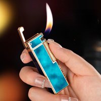 2026 New Metal Grinding Wheel Sideslip Oblique Fire Inflatable Lighter Outdoor Portable Cigar Gas Lighter Classic Retro Gift