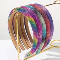 Korean-style Fashion New Model Full-diamond Color-blocked Elegant Rainbow Headband High-quality Hair Accessory for Women