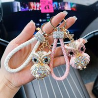 Creative personality owl car keychain, fashion diamond-encrusted bag, pendant, keychain, small gift pendant