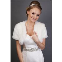 Faux Fur Wedding Cape Short Sleeves Winter Bridal Jacket Formal Party Shrug Bride Boleros