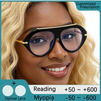 Übergroße Damen-Lesebrille, neue blaulichtblockierende Piloten-Korrekturgläser für Kurzsichtigkeit, dekorative Brille