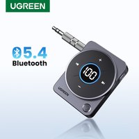UGREEN Bluetooth 5.4 Aux Receiver Adapter Wireless 3.5mm Audio Music Receiver for Car 20H Battery Life Screen Display SBC AAC