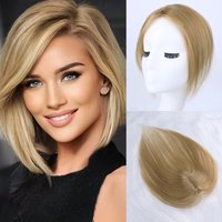 Human Hair Women Topper Gradual Density Top Piece Jet Black Color Invisible Part for Fine Hair Women Wig