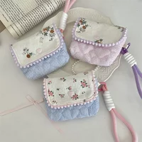 Cotton Floral CCD Camera Headphone Storage Bag Anti Drop and Anti Knock Portable and Compact Travel Storage Bag