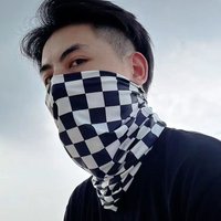 Motorcycle Cycling Face Mask Neck Protection Checkered Windproof Anti UV Outdoor Sports Tube Scarf Men Women