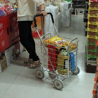 Folding Grocery Cart with Big Wheels, Heavy Duty Aluminum Hand Trolley, Portable Pull Wagon for Shopping, Utility Cart Basket