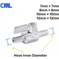 Hose Barb Mini Ball Valve Sanitary Grade 304 Stainless Steel 7mm 8mm 10mm 12mm Gas Water Oil Hose Pipe Skin Joint Micro Valve
