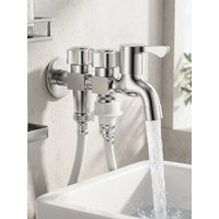Solid Brass Washing Machine Faucet One In Three Out Four Way Diverter Valve Mop Sink Water Splitter Three Separate Controls