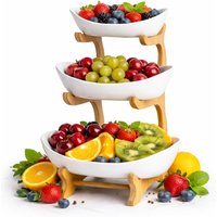 Multi Compartment Partitioned Wooden Tableware Dishes Serving Plates Fruit Bowl Tray Perfect for Candy Cake Snack Display Use
