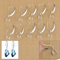 Stcok 20PCS Jewelry Findings Real Pure 925 Sterling Silver Jewelry Earring Bail Pinch Smooth Hook Ear Wires For Crystal