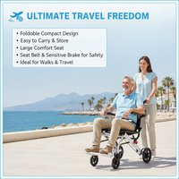 Transport Wheelchair wtih Brakes, Foldable Armrest, Portable Traveling Wheelchair, Folding Transport Wheelchair