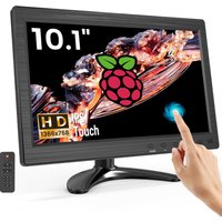 Eyoyo 10-Zoll-Touchscreen-Monitor, 1366x768 IPS-Display, 10-Punkt-Touch, kleiner Desktop-Monitor mit Lautsprecher und HDMI-, VGA- und AV-Eingängen, Metallgehäuse, VESA 75 x 75, für POS, Raspberry Pi,