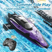 Popular 2.4G Mini Remote Control Boat Stunt Tumbling Electric Speedboat Dual Motor Waterproof Remote Control Children's Toys