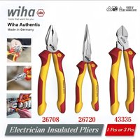 Wiha 26708/26720/43335 1000V VDE Insulated Pliers Set - 1 or 3 Pcs | Combination/Diagonal/Needle Nose, for Electricians