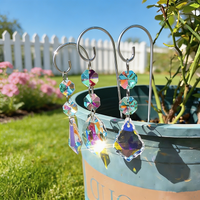 6Pcs Crystal Suncatcher Garden Stakes Mini Colorful Crystal Prism Hanging Ornaments Outdoor Potted Plant Yard Home Decor