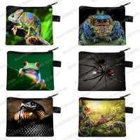 Reptiles Frog Chameleon Spider Snake Print Coin Purse Credit Card Holder Money Coin Bag Girl Wallet Small Handbag Cute Purses