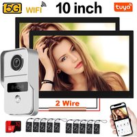 Tuya 1080P 5G Wifi 7/10-calowy Monitor Dotykowy 2 szt. do Systemu Apartamentowego, Bezpieczeństwa Domu, 2-przewodowy Dzwonek do Drzwi, Odczyt Kart, Aplikacja, Odblokowanie NFC