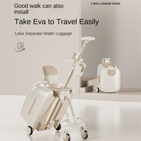 Kids Ride On Suitcase with Seat 20 inch Carry on Detachable Pull-out Handle Children's Carrier Multifunctional Travel Suitcase