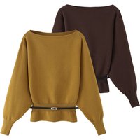 Zevity – pull en tricot fin pour femme, couleur unie, col en V, avec ceinture, design élégant, chic, manteau, hauts, SW9535