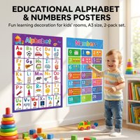 A3 Educational Poster English Alphabet Number Recognition 0-20 Learning Decor for Classroom Home