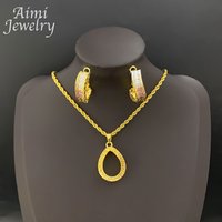 Luxury Gold Plated Jewelry Set for Women Pendant wtih Chain Drop Earrings Party Wedding Anniversary Gifts Jewellry Accessories