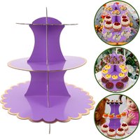 1 Set 3-Tier Cardboard Cake Stand Dessert Display Holder For Cupcakes Macarons Ice Cream Multi-Layer Food Serving Tower Party