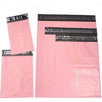 5-10PCS Thank You Pink Plastic Self Adhesive Seal Poly Pouch Waterproof Shipping Packing Envelopes For Express Pack Protect Bag