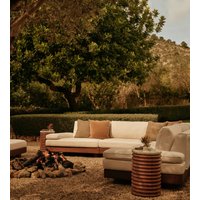!@Modern Outdoor Garden Corner Teak Wood Sofa Three-Seat Teak Furniture for Home and Hotel Leisure Style