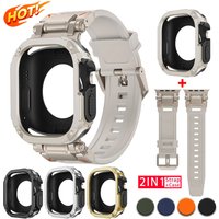 HOT Silicone Strap+TPU Case for Apple Watch Band Ultra3 49MM 46 44 45mm Protector Cover Bracelet IWatch Series 11 10 9 8 7 6 SE