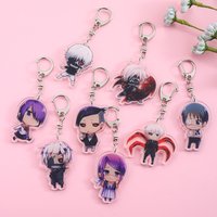 8Pcs Anime Figures Tokyo Ghoul Acrylic Car Keychain Cute Backpack Pendant Funny Bag Charms Accessories Decoration Holiday Gifts