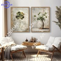 1PC/2PCS Retro Lucky Four-leaf Clover Canvas Prints Still Life Plant Wall Art Posters for Modern Living Room Home Decor