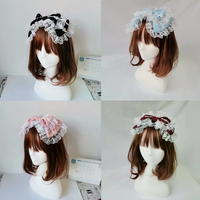 Lolita Retor Accessories Big Lace Bow Headband Sweet Hair Hoop Cosplay Headdress For Girls Gift