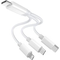 PD USB C Charging Cable for Multiple Devices Charging Cord Short 3 in1 Universal USB Cable with IP/Micro USB/Type C Mobile Power