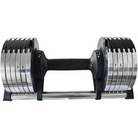 Adjustable Dumbbell Set 24kg Cast Iron Chrome Plated Black Home Use 4kg Increments Non-Slip Unisex