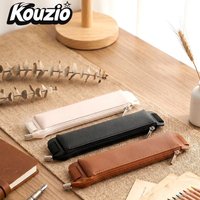 PU Leather Pencil Case, Slim Zipper Pen Pouch, Large Capacity Stationery Organizer Bag, Portable Pen Holder - KOUZIO