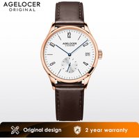 AGELOCER Original Budapest Watch Gold Watch Leather Watch Strap Big Calendar Automatic Mechanical Watch Birthday Gift for Women