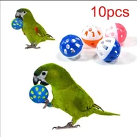Pet Parrot Toy Colorful Hollow Rolling Bell Ball 10pcs Small Pet Cat's Cockatiel Parrot Chew Cage Fun Toys Pet Bird Supplies